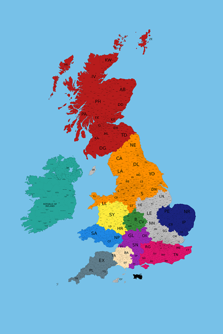 UK dealer map, showing dealer areas